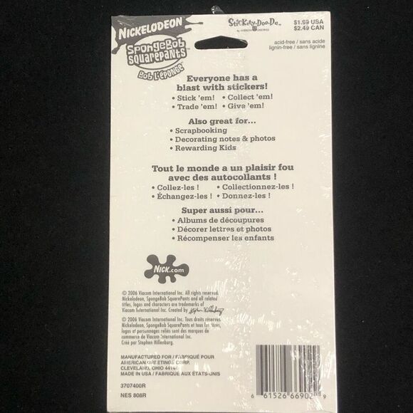 spongebob squarepants american greetings stickety doo da viacom 2006 nickelodeon - Picture 4 of 5